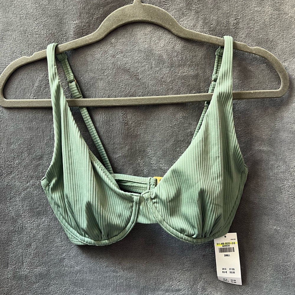 Green Ribbed Women's Bathing Suit